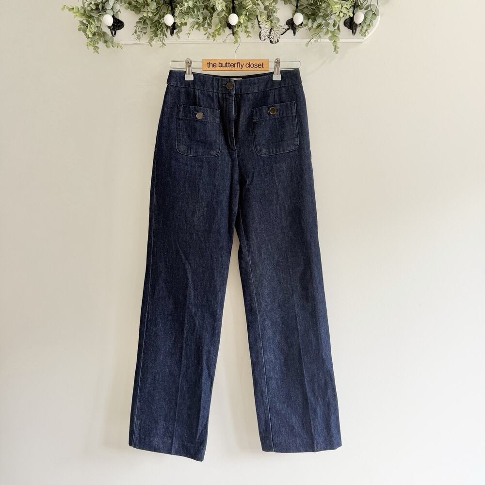 Sezane DAN Denim Jean Trousers Indigo Dark Wash size 38/US 6 SB